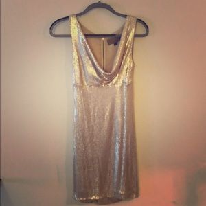 Gold Metallic Nicole Miller Cocktail Dress